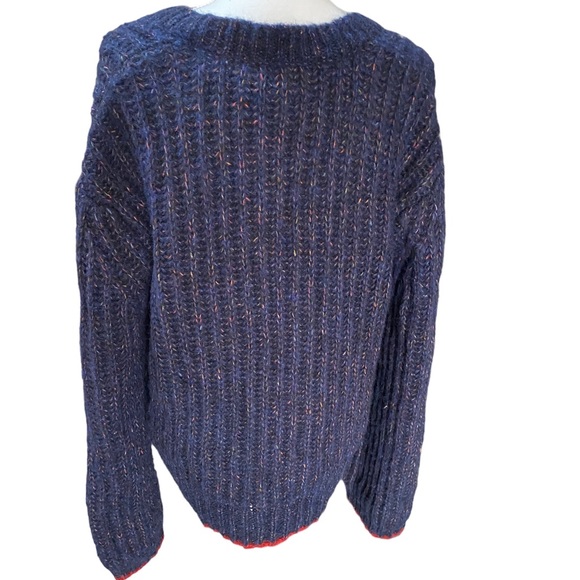 La Ligne Fuzzy Wuzzy V Neck Sweater, Navy, Large, Alpaca/wool/cotton (NWT) - Picture 8 of 16